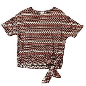 Worthington Petite Medium Chevron Tie Bottom Blouse